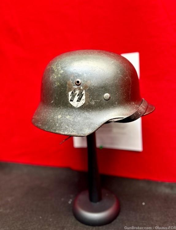 UNRIVIALED! WW2 German Model 1935 WAFFEN SS "DOUBLE DECAL" COMBAT Helmet!-img-11