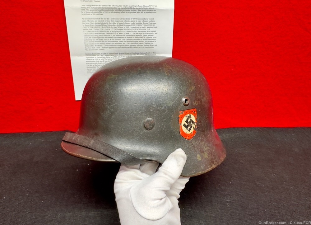 UNRIVIALED! WW2 German Model 1935 WAFFEN SS "DOUBLE DECAL" COMBAT Helmet!-img-17