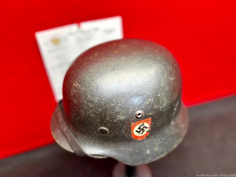 UNRIVIALED! WW2 German Model 1935 WAFFEN SS "DOUBLE DECAL" COMBAT Helmet!-img-23