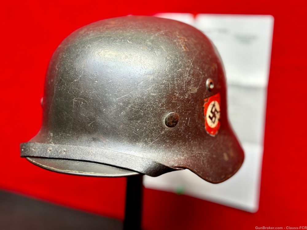 UNRIVIALED! WW2 German Model 1935 WAFFEN SS "DOUBLE DECAL" COMBAT Helmet!-img-1