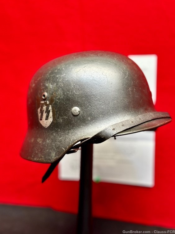 UNRIVIALED! WW2 German Model 1935 WAFFEN SS "DOUBLE DECAL" COMBAT Helmet!-img-20