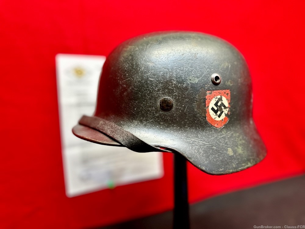 UNRIVIALED! WW2 German Model 1935 WAFFEN SS "DOUBLE DECAL" COMBAT Helmet!-img-12