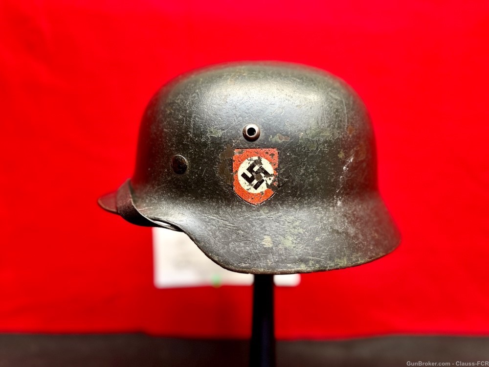 UNRIVIALED! WW2 German Model 1935 WAFFEN SS "DOUBLE DECAL" COMBAT Helmet!-img-7