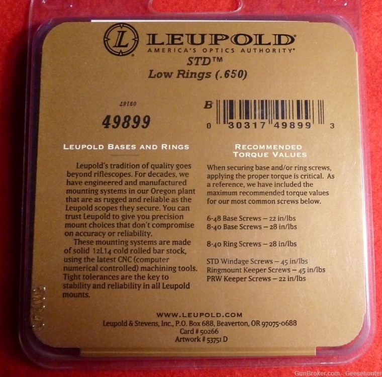 Leupold Standard Rifle Scope Ring, 1in, Low, Silver, Steel, 49899-img-2
