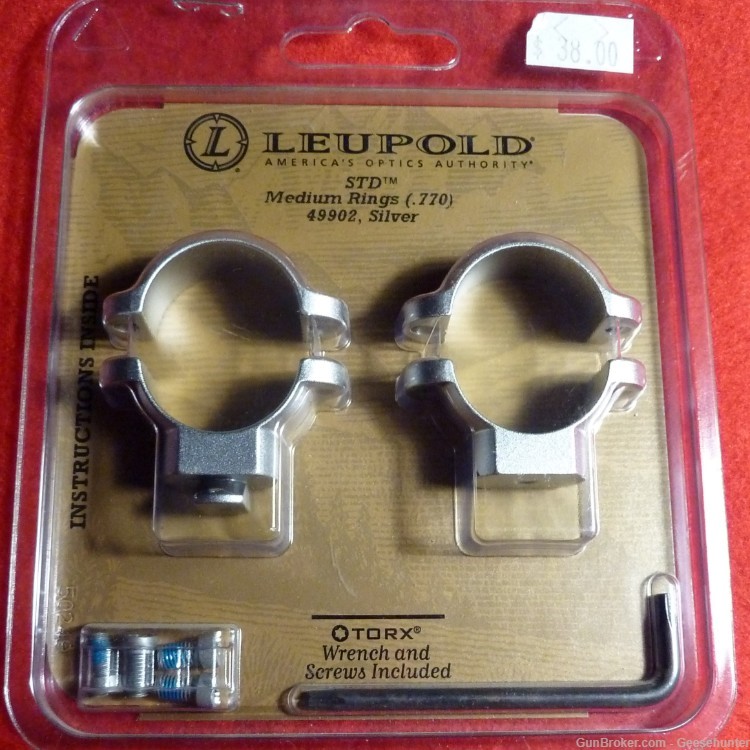 Leupold Standard Rifle Scope Ring, 1in, Medium, Silver, Steel, 49902-img-0