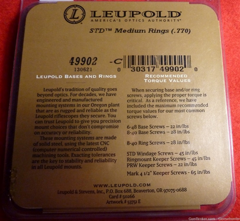 Leupold Standard Rifle Scope Ring, 1in, Medium, Silver, Steel, 49902-img-2