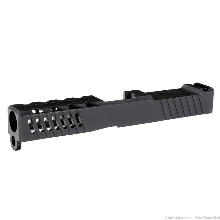 Glock 19 Compatible RMR Cut Stripped Slide - Lightning Cut - Nitride-img-2