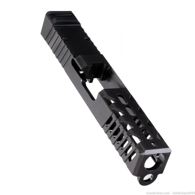 Glock 19 Compatible RMR Cut Stripped Slide - Lightning Cut - Nitride-img-3