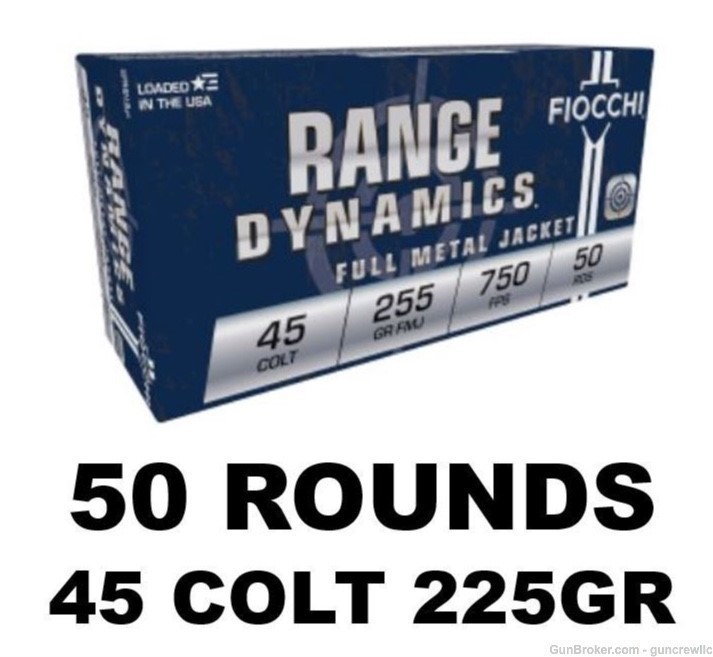 45 Fiocchi Range Dynamics CMJ LC Long Colt 45LC  255GR LCCMJ FRESH 50rds-img-1