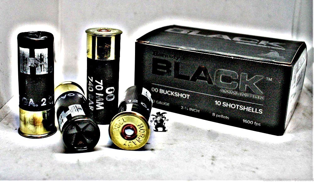 12 ga HORNADY BLACK 2¾" 8 pellet 12 Gauge No.00 BUCK SHOT 1600 FPS 10rds-img-1