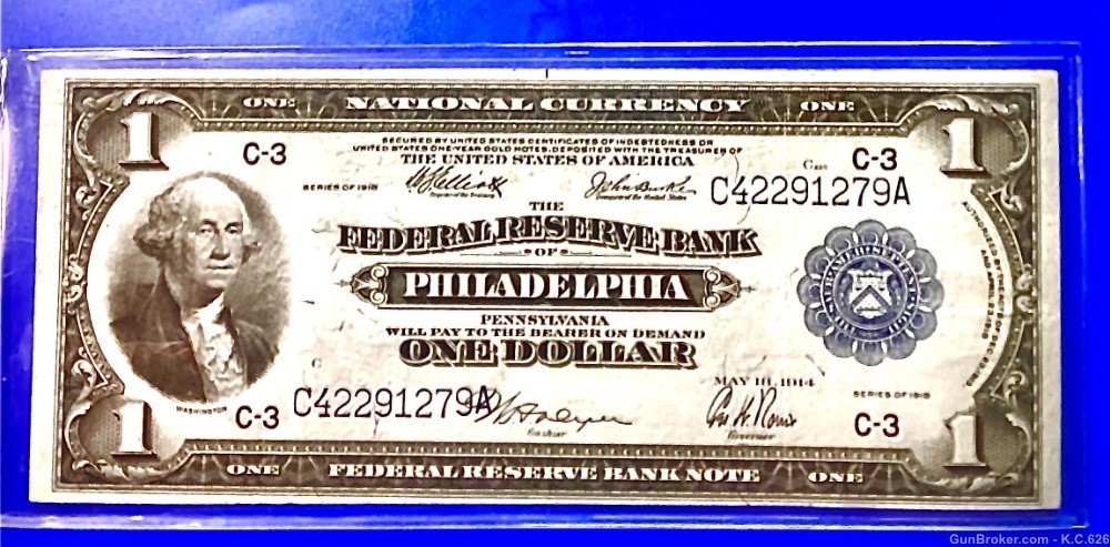 1914 Fed. Reserve Bank Note Uncirculated Philly Free Shipping -img-0