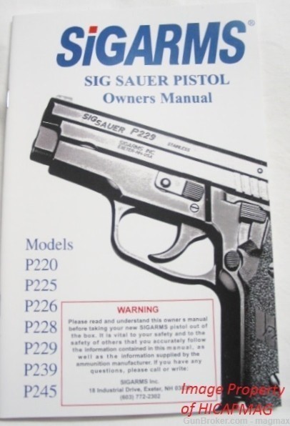 SigArms Sig Sauer 40p Instruction Manual P220,P225,P226,P228,P229,P239,P245-img-0