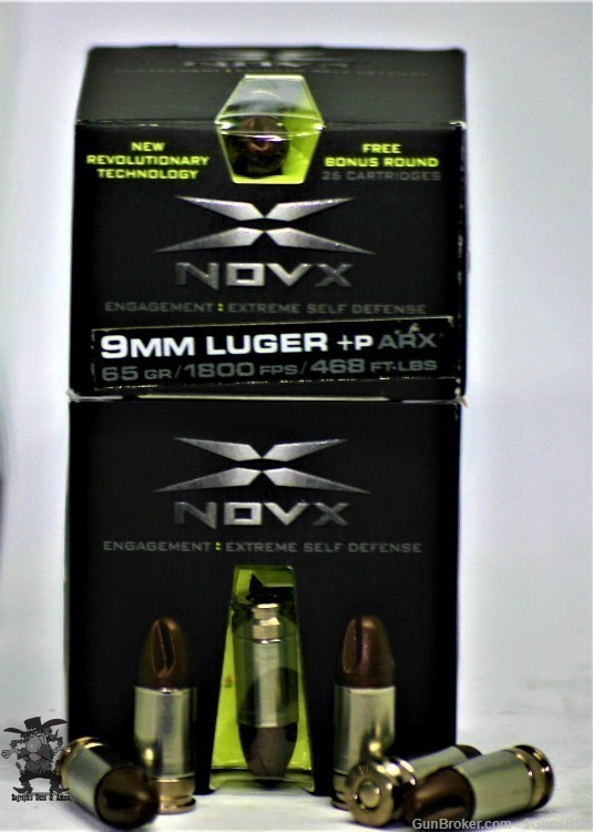 NOVX +P ARX 9 mm 65 Grain 1600 FPS 468 Ft/lbs MATRIX PROJECTILE 25+1 Bonus -img-4