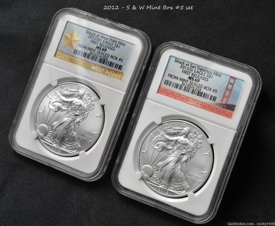 A RARE and unique set of 2012 Silver Eagles - FIRST DAY STRIKES -img-0