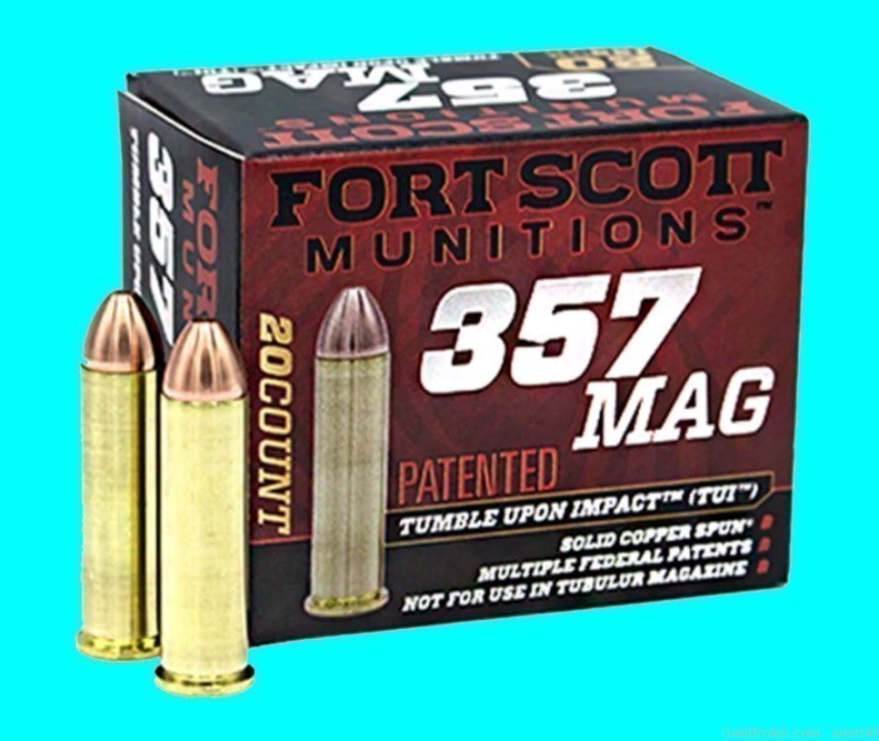 Fort Scott 357 Mag 125 gr Solid Copper Tumble Upon Impact DEFENSE 20 Rd Box-img-0