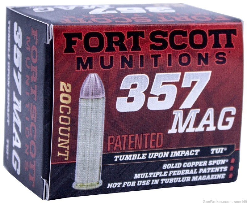 Fort Scott 357 Mag 125 gr Solid Copper Tumble Upon Impact DEFENSE 20 Rd Box-img-1