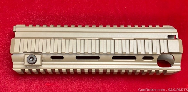 NEW Factory 9 Inch Quad Rail with AGB Cut-Out in FDE for HK416/MR556-img-1
