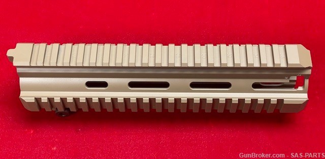 NEW Factory 9 Inch Quad Rail with AGB Cut-Out in FDE for HK416/MR556-img-0