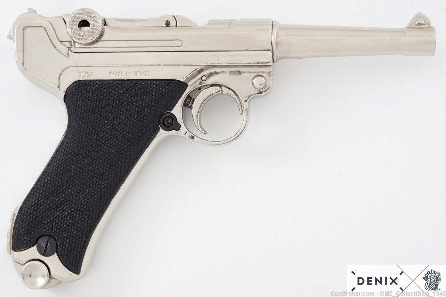German M1898 Parabellum Luger P08 Nickel Pistol Non Firing Replica-img-1