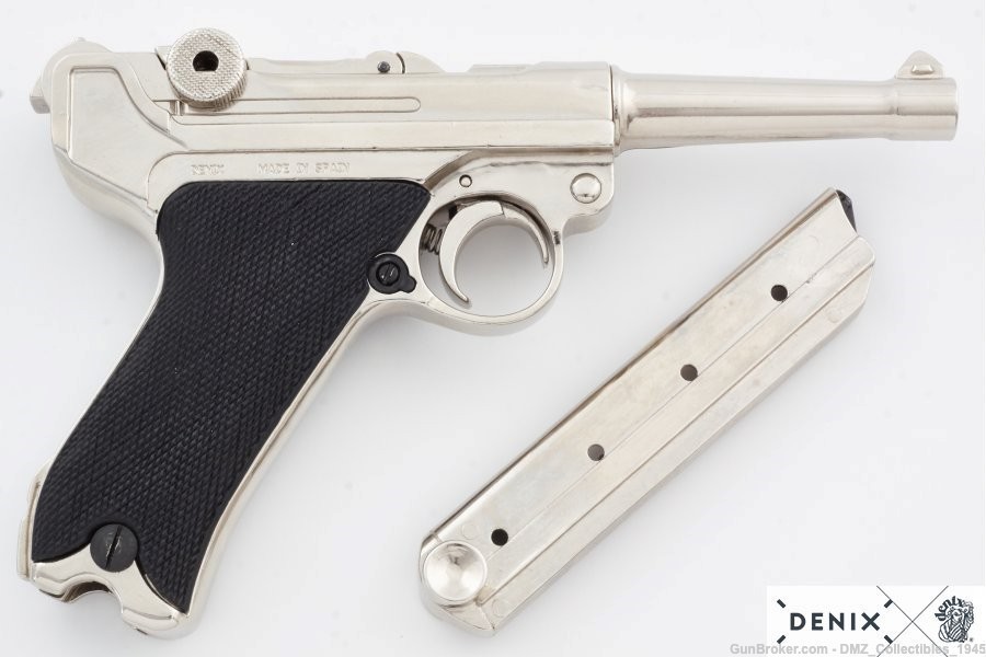 German M1898 Parabellum Luger P08 Nickel Pistol Non Firing Replica-img-2