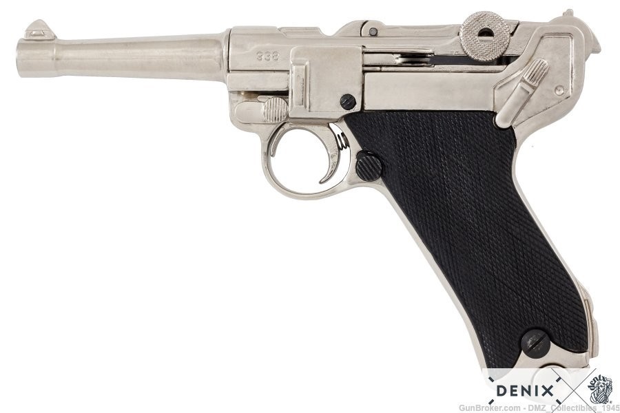 German M1898 Parabellum Luger P08 Nickel Pistol Non Firing Replica-img-0