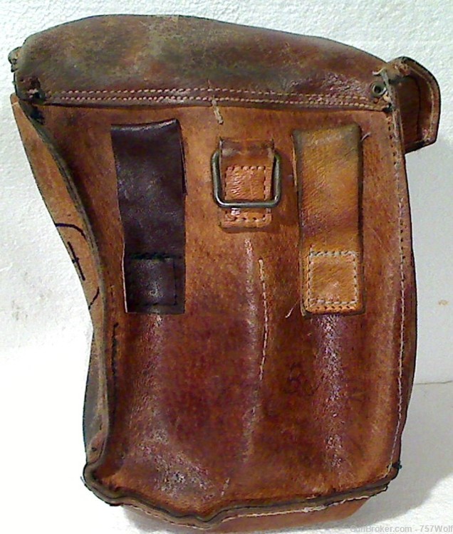 Vintage Lg. Euro Style Leather Pouch For 4 Long Curved Semi-Auto Rifle Mags-img-1