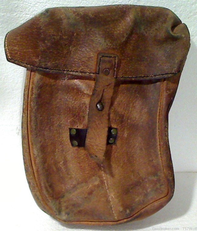 Vintage Lg. Euro Style Leather Pouch For 4 Long Curved Semi-Auto Rifle Mags-img-0