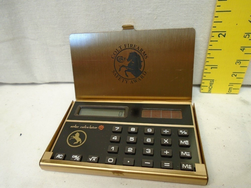 COLT Firearms Digital Solar Calculator, Classic COLT Logo, In Case-img-0