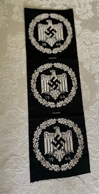 W.W. II. German NSRL/DRL Silver Sports Badges, Strip of Three-img-0