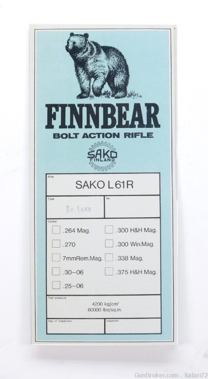 Sako Finnbear L61R De Luxe Info Manual. New-img-0