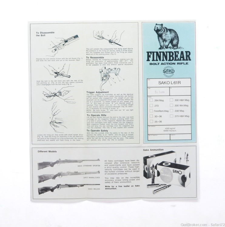 Sako Finnbear L61R De Luxe Info Manual. New-img-2