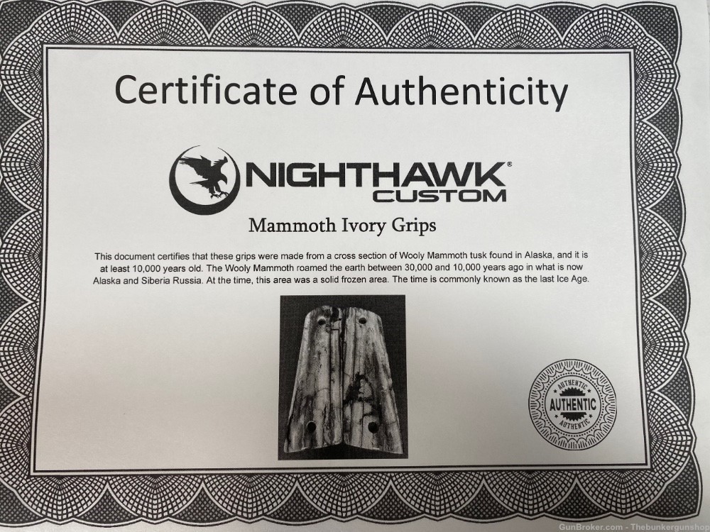 NEW! NIGHTHAWK CUSTOM MAMMOTH IVORY GRIPS FOR 1911 MODEL HANDGUNS-img-1