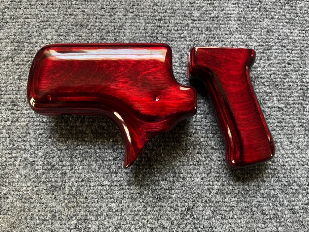 Ruby Red Laminate Sharkfin Micro Draco Wood Handguard and Pistol grip set-img-1
