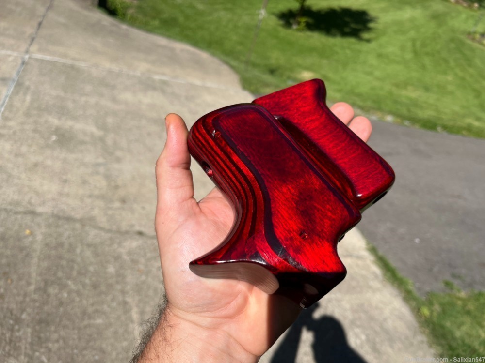 Ruby Red Laminate Sharkfin Micro Draco Wood Handguard and Pistol grip set-img-2