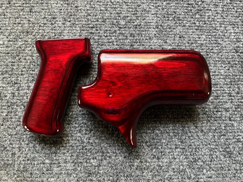 Ruby Red Laminate Sharkfin Micro Draco Wood Handguard and Pistol grip set-img-0