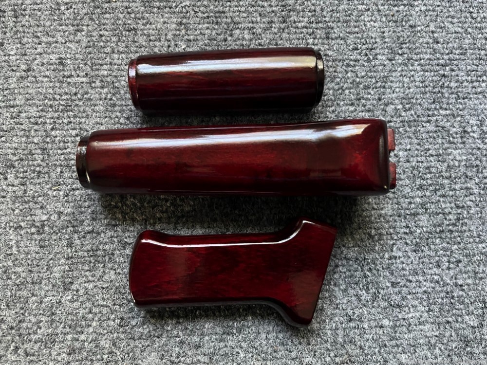 Ruby Red Solid Wood AK Handguard + Pistol Grip Set-img-6