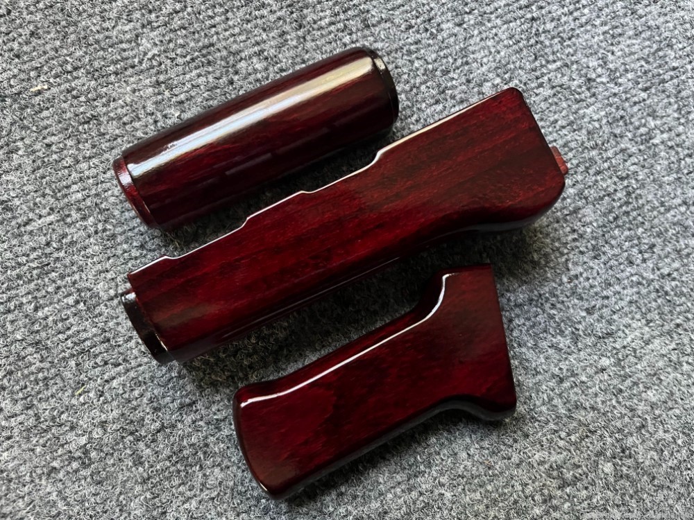 Ruby Red Solid Wood AK Handguard + Pistol Grip Set-img-7