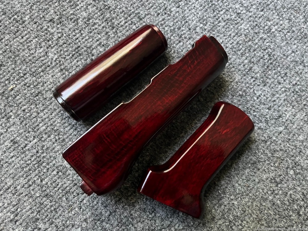 Ruby Red Solid Wood AK Handguard + Pistol Grip Set-img-3