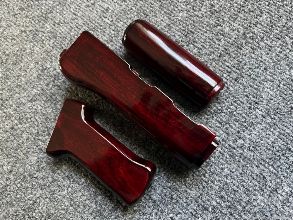 Ruby Red Solid Wood AK Handguard + Pistol Grip Set-img-8