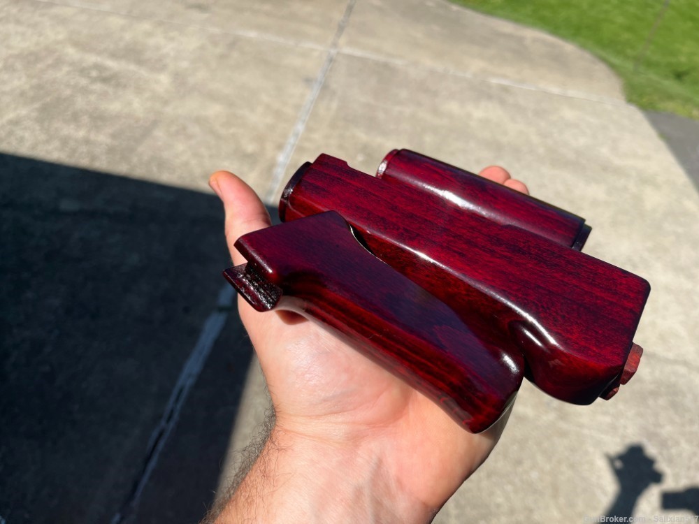 Ruby Red Solid Wood AK Handguard + Pistol Grip Set-img-4