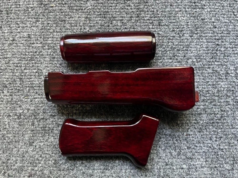 Ruby Red Solid Wood AK Handguard + Pistol Grip Set-img-0
