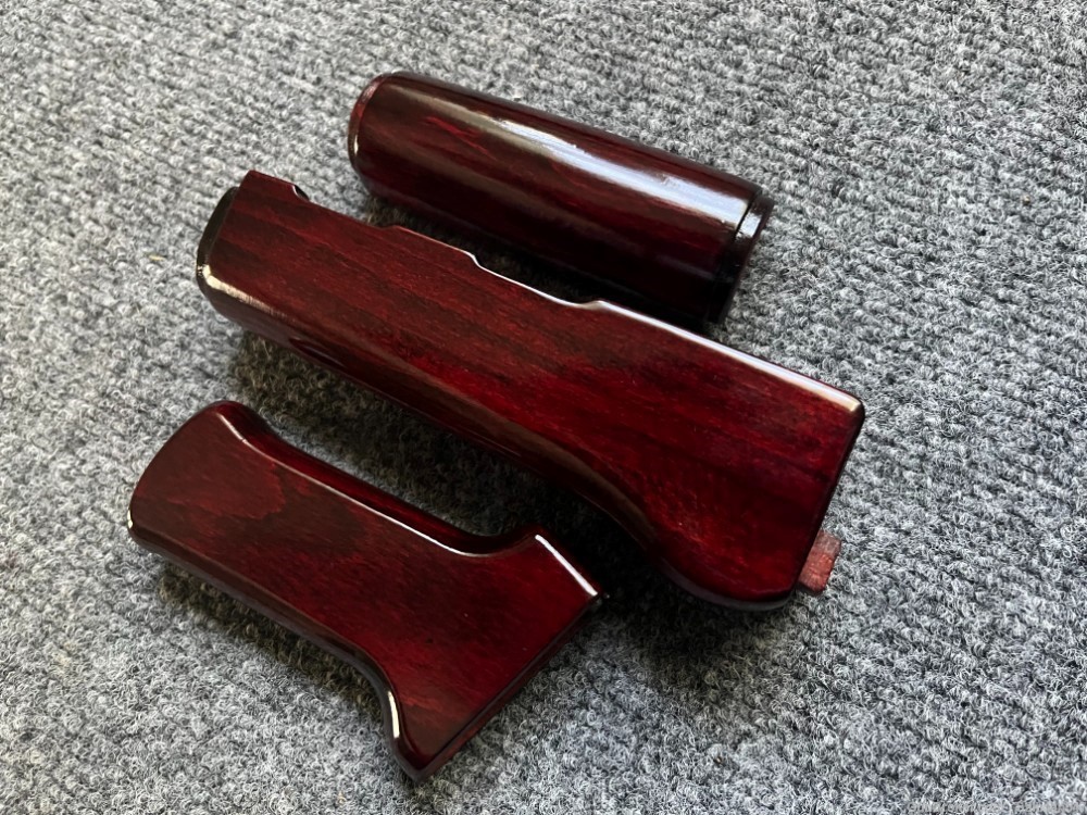 Ruby Red Solid Wood AK Handguard + Pistol Grip Set-img-1
