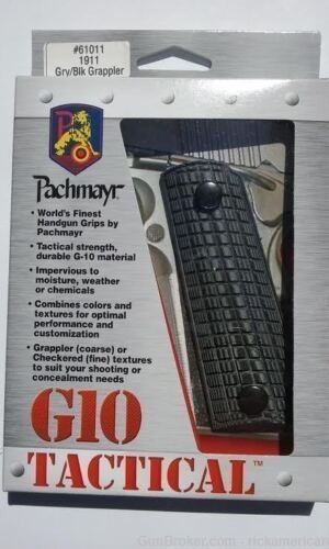 Pachmayr G-10 Tactical Grip 1911 Gray/Black Grappler 61011 New-img-0