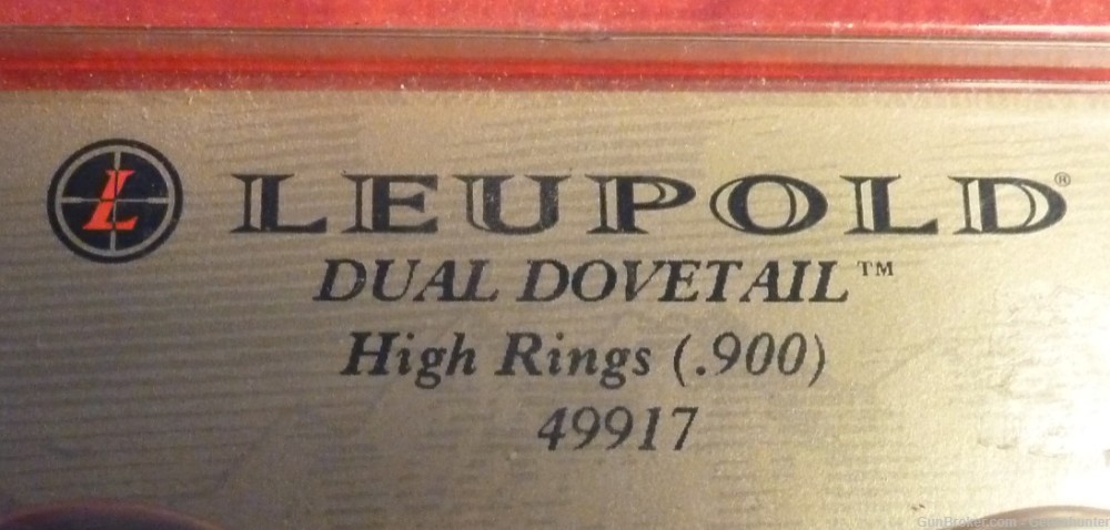 Leupold Dual Dovetail DD Rings, Universal, 1 in, High, Gloss, Steel, 49917-img-1
