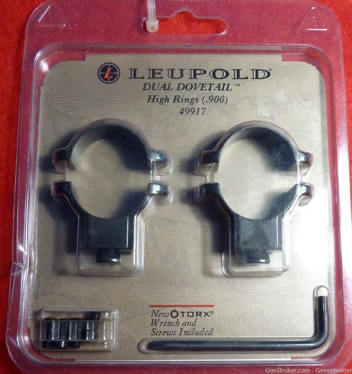 Leupold Dual Dovetail DD Rings, Universal, 1 in, High, Gloss, Steel, 49917-img-0