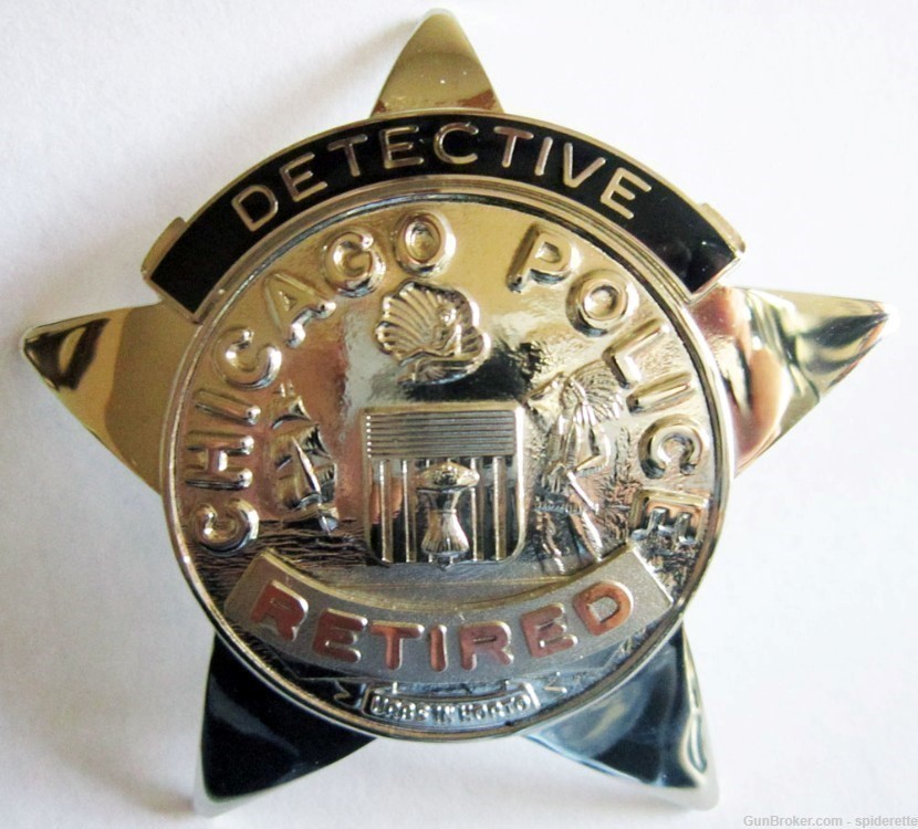 Badge Chicago Police Detective Retired obsolete style, new badge full sized-img-0