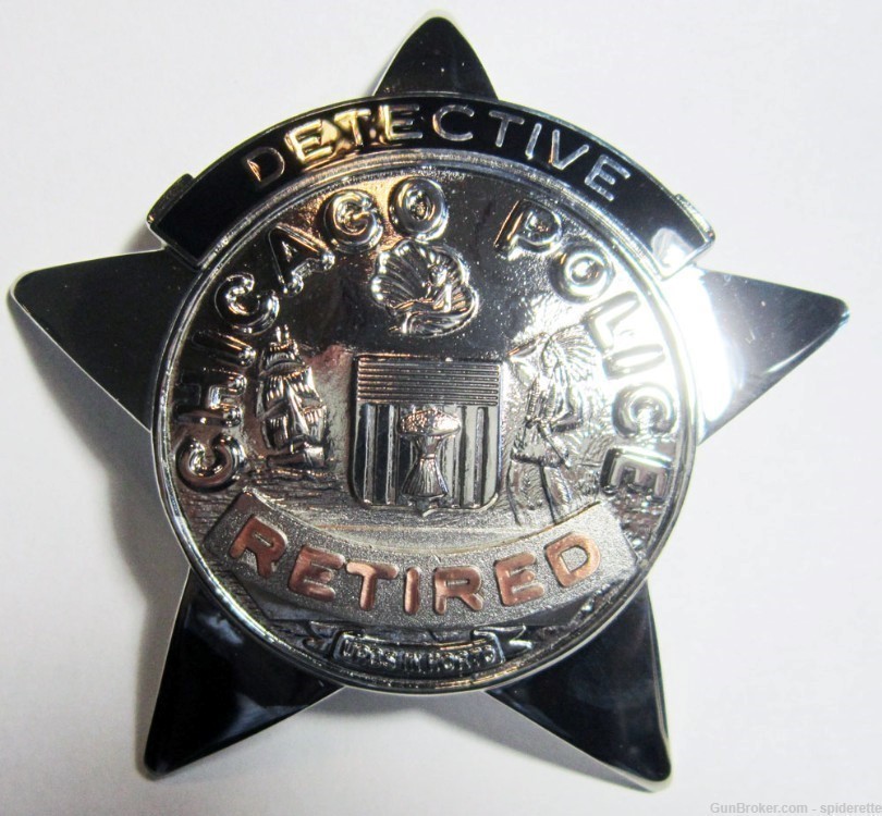 Badge Chicago Police Detective Retired obsolete style, new badge full sized-img-1