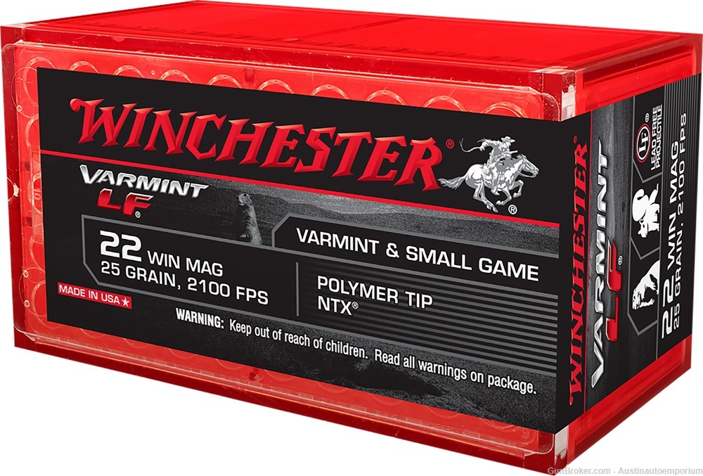 Winchester AMmo 22WMR X22MHLF VARMINT LF 22 win mag Polymer TIP NTX 50 RD -img-0