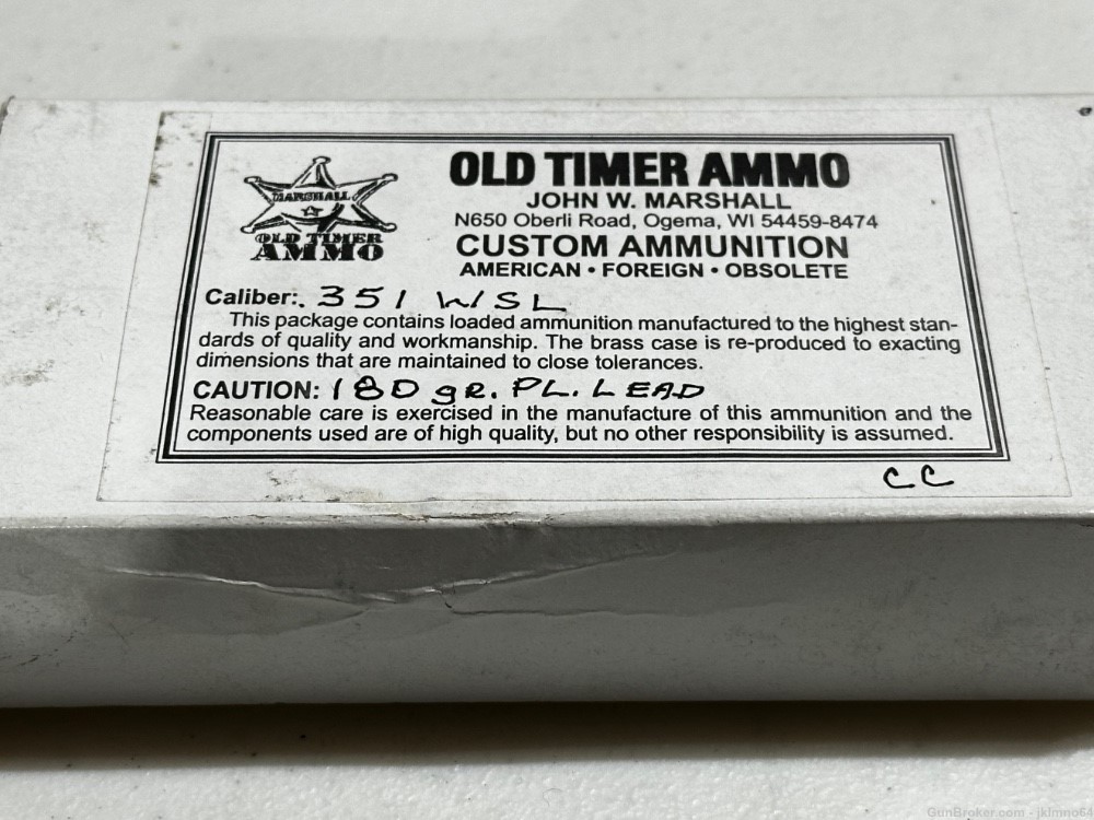 10 rounds of Old Timer Ammo 351 WSL 180gr brass cased ammo-img-0