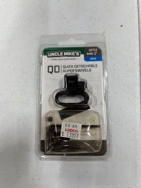 Uncle Mike's 10712 Quick Detach Magnum 1" Band 22 Caliber Sling Swivels New-img-0